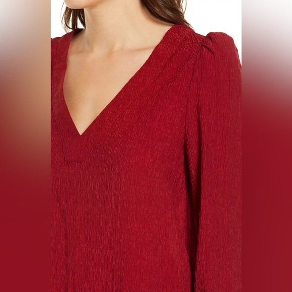 BB Dakota x Steve Madden Ruston Textured Long Sleeve Minidress Burgundy - Picture 4 of 6